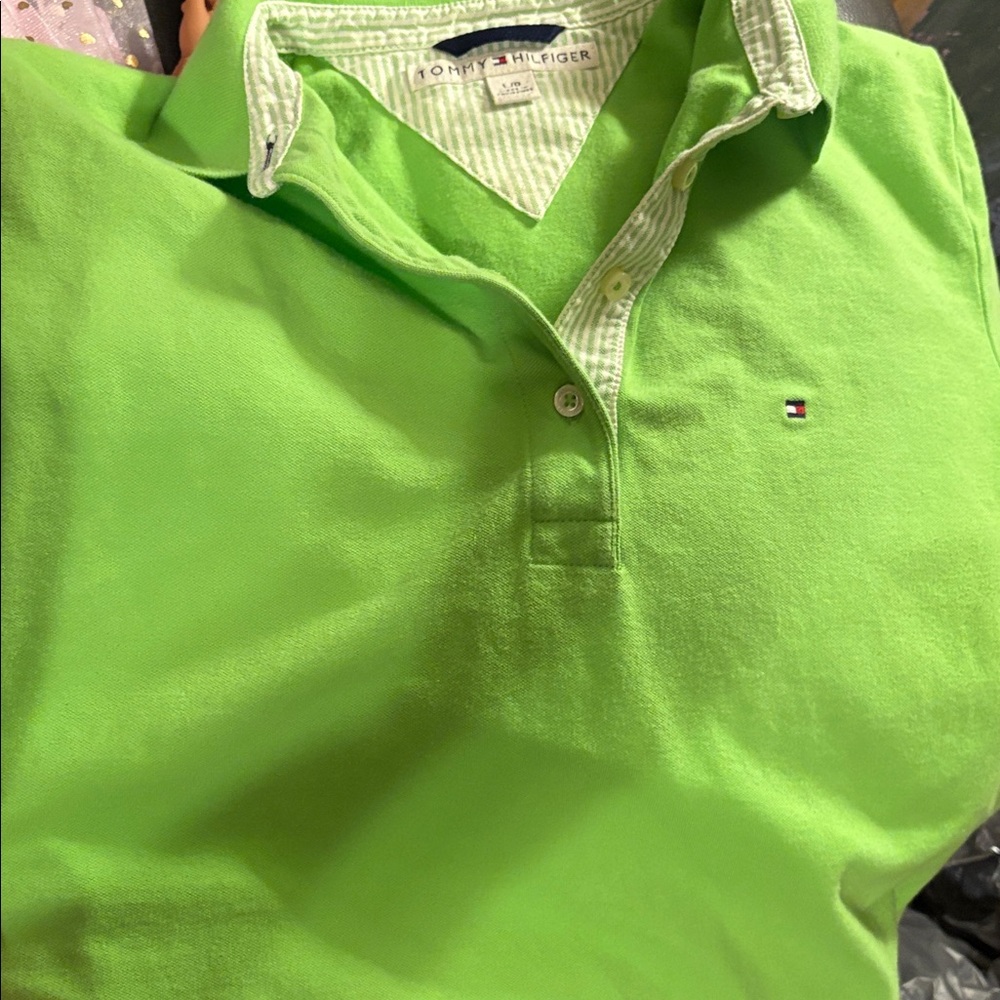 Vintage Tommy Hilfiger womens Bright Green Polo